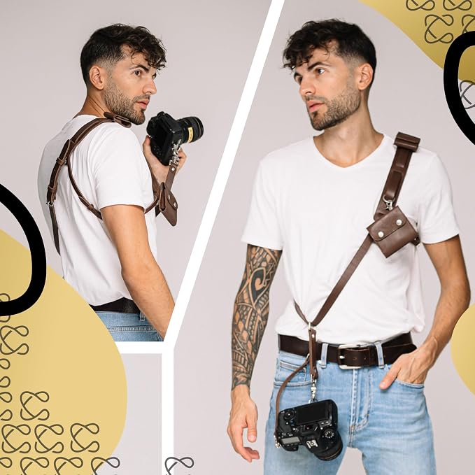 Leather Camera Strap Crossbody for DSLR, Mirrorless – Secure Dual Mount, Quick Release for Professional Photography - Image 5