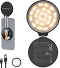 NEEWER Basics Magnetic LED Selfie Light Compatible with MagSafe iPhone, Desk Stand Phone Holder with Makeup Mirror 1160lx/0.2m 900mAh CRI95 Fill Lighting for Video Recording Streaming, Black NL48R by Neewer