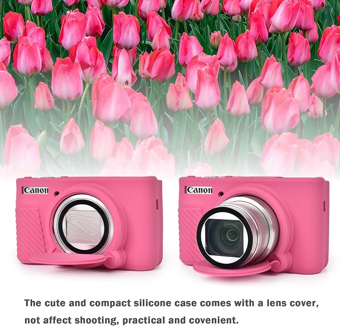 MUZIRI KINOKOO Case for Canon Powershot SX740/SX730 HS Digital Camera - Soft Protective Cover SX740 SX730 HS Camera Silicone Sleeve with Removable Lens Cover - Anti-Slip & Anti-Scratch - Rose Red - Image 9