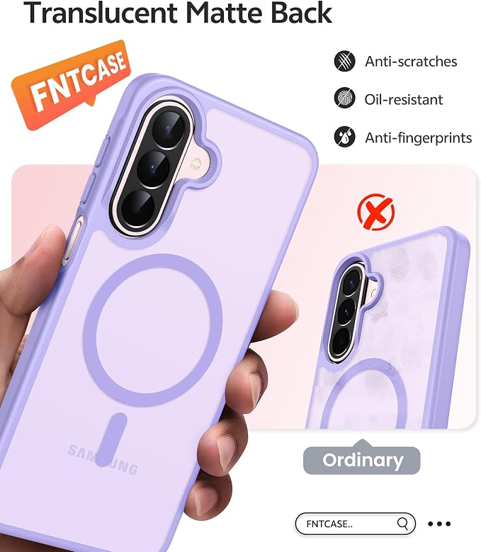FNTCASE for Galaxy A27 5G Phone Case, Fit for Magsafe, Screen Protector | Translucent Matte, 14FT Military Grade Drop Protection, Slim Shockproof Protective, for Samsung A 27 4G Cover, Light Purple - Image 7