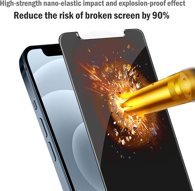 QHOHQ [2 Pack] Privacy Screen Protector for iPhone 12 Pro Max 6.7 Inch, Anti-Spy Tempered Glass Film, 9H Hardness, 2.5D Edge, Scratch Resistant, Easy Install - Case Friendly - Image 5