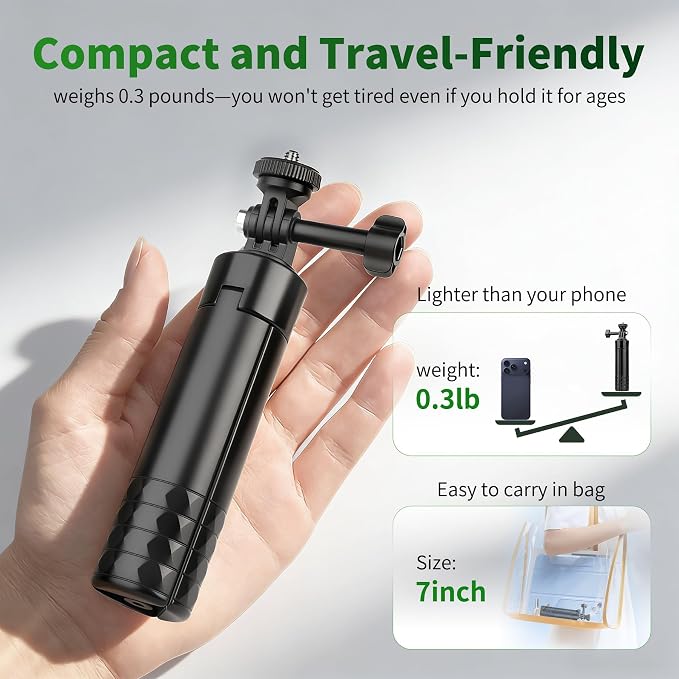 JOILCAN 25.2" Mini Selfie Stick Tripod, Portable Handle Grip Tripod | Action Camera Selfie Stick for GoPro Hero 13/12/11/10/9/8/Max, Insta360, DJI Osmo Action 6/5/4/3 & Pocket 3 - Image 7