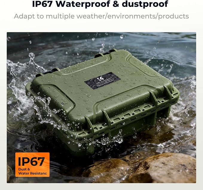 K&F CONCEPT Waterproof Hard Case, IP67 Protective Case with Pre-Scored Foam | Pick & Pluck Foam, Waterproof, Dustproof, Shockproof, HardShell Case for Camera & DJI Drone & Equipment Storage, BC01 - Image 2