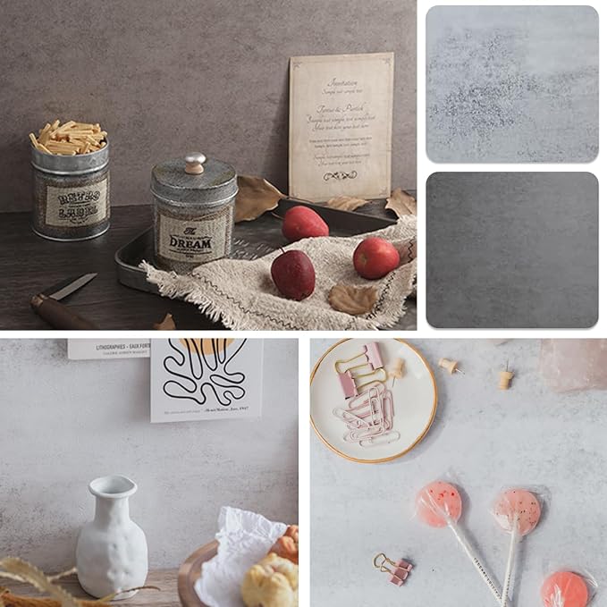 5PCS Double Sided 10 Patterns Photography Backdrop Boards, 16x16 Inch Waterproof Background Surface with 4 Brackets, Cement Marble Wood Brick Texture Backdrop for Food Jewelry Shooting - Image 7