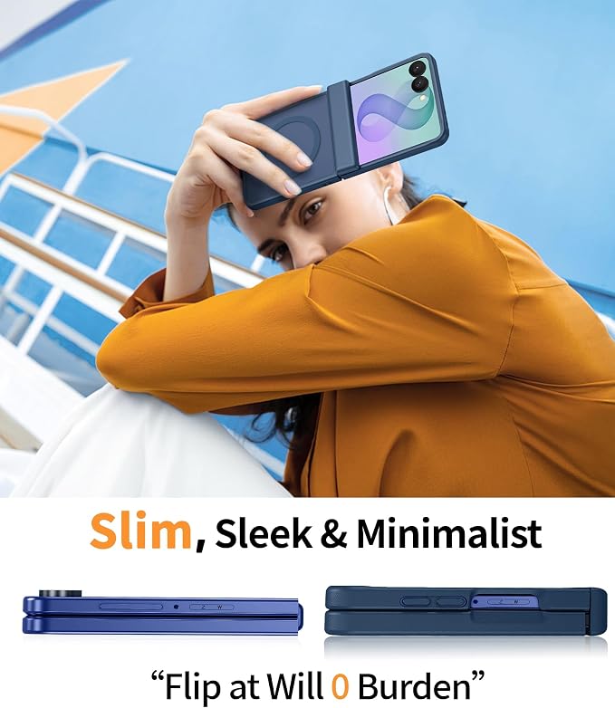 FNTCASE for Samsung Galaxy Z Flip 8 Case, Fit for Magsafe, Screen Protector | Hinge Protection, Translucent Matte, 18FT Military Grade Drop Proof, Protective Phone Cover, Blue - Image 7