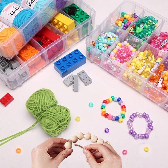 Bead Organizer 3 Tier 30 grid Stackable Craft Tackle Storage Container | Stackable 3-Tier Design, 30 Compartments, for Beads Washi Tape Toys Jewelry Beauty and Sewing Supplies - Image 5