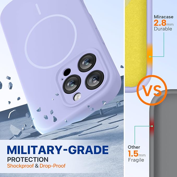 miracase Magnetic for iPhone 16 Pro Max Case, [Soft Anti-Scratch Microfiber Lining], Compatible with MagSafe, Liquid Silicone Case Shockproof Drop Protection Phone Case for 16 ProMax,Light Purple | Compatible with MagSafe, Soft Microfiber Lining, Premi... - Image 2