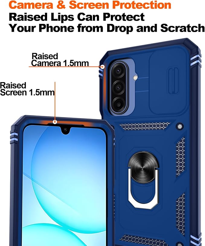 Gritup for Samsung Galaxy A17/A16-5G Case: Samsung A17 5G Case with Screen Protector*2, Magnetic Stand & Slide Camera Cover, Shock Proof Military-Grade para Galaxy A16 /A 17 5G Phone Case, Blue - Image 4