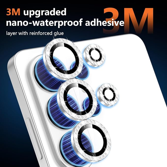 for Samsung Galaxy S26 Ultra Camera Lens Protector, Individual Metal Ring Tempered Glass Lens Cover, [Strong Adsorption] Scratch Resistant Ultra-Thin HD Clear Lens Cover, 1 Set-Slivery Diamond - Image 4