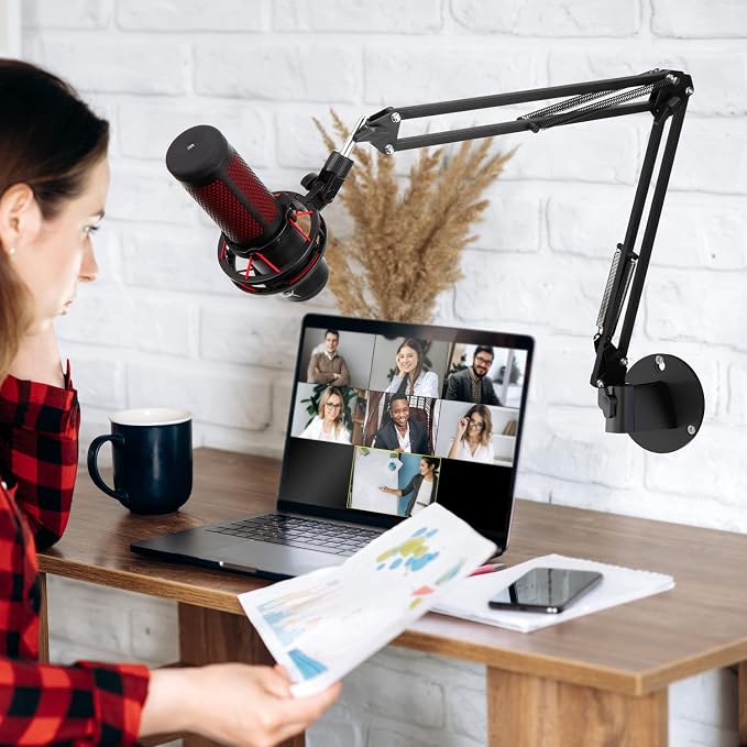 YOUSHARES Wall Mount Boom Arm - Microphone Holder for Stand, Vertical Surface Mount and Freely Swiveling Metal Clip Suitable for Saving Desk Space, Mic Stand Accessories - Image 7