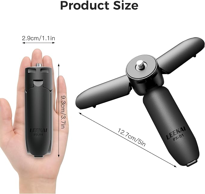 0.01S Auto Open Mini Tripod for DJI Osmo Pocket 4P/4/3&Insta360 Luna Ultra | LEEKAI PX01 Automatic Desktop Stand & Grip with 1/4"Screw for Action 6/5 Pro/4/3, Insta360 X5/X4/X3, Gopro, Xtra Muse - Image 4