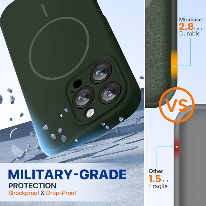 miracase Magnetic for iPhone 16 Pro Max Case, [Soft Anti-Scratch Microfiber Lining], Compatible with MagSafe, Liquid Silicone Case Shockproof Drop Protection Phone Case for 16 ProMax,Dark Green | Compatible with MagSafe, Soft Microfiber Lining, Premium... - Image 2