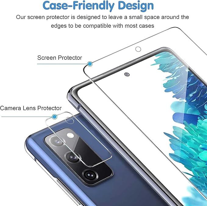 Galaxy S20 FE Screen Protector and Camera Protector, [3 Screen Protectors+3 Camera Protectors][Support Fingerprint] Tempered Glass Screen Protector for Samsung Galaxy S20 FE 5G/4G - Image 5