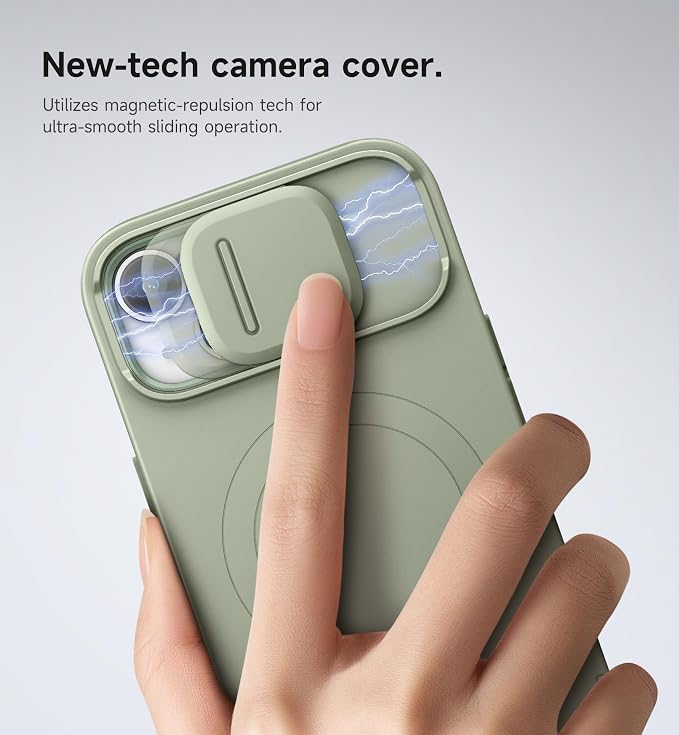 SURITCH for iPhone 15 Case with Magnetic Camera Slide Cover and Adjustable Kickstand, Compatible with MagSafe, Shockproof Bumper Case Slim Protective Cover 6.1 Inch, Green - Image 4