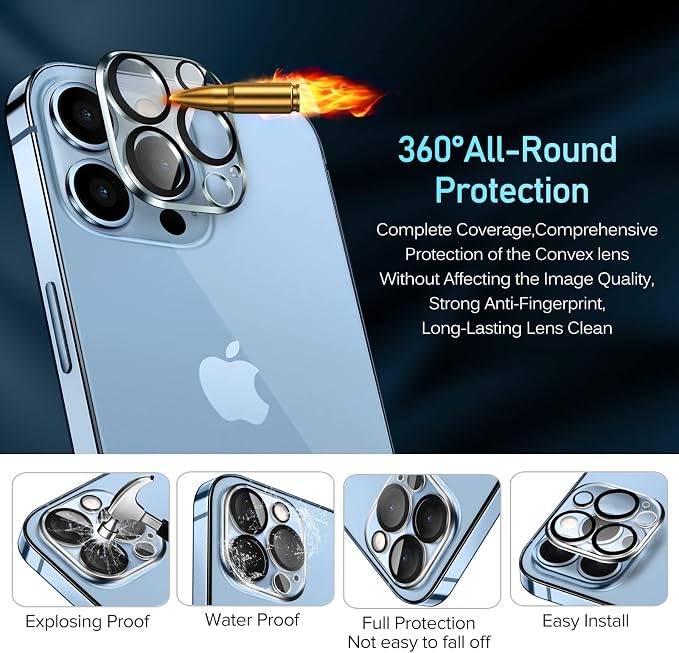 ivoler Camera Lens Protector for iPhone 13 Pro Max 6.7"/13 Pro 6.1", 4 Pack | Screen Protector Tempered Glass[Case Friendly][New version],Scratch-Resistant,Easy Installation,Clear+Black Circle - Image 5