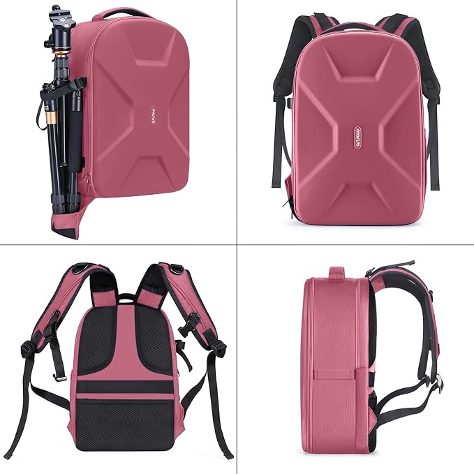 MOSISO Camera Backpack, DSLR/SLR/Mirrorless Photography Camera Bag | 15-16 inch Waterproof Hardshell Case with Tripod Holder&Laptop Compartment Compatible with Canon/Nikon/Sony, Dusty Rose - Image 5