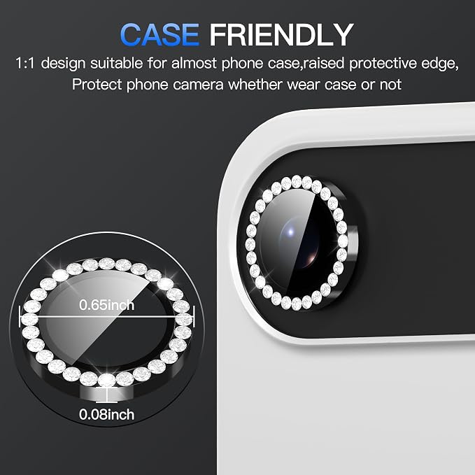 Suoman 2-pack for iPhone 17 Air Camera Lens Protector, Glitter Diamond Individual Metal Tempered Glass Camera Lens Cover [Strong-Adhesion][Does not Affect Night Shots]-Black - Image 7
