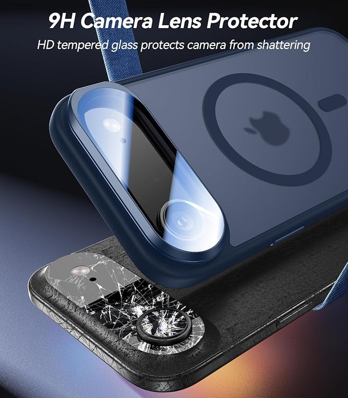 VOFATA [Upgraded Full Camera Protection] for iPhone Air Case with Camera Cover Stand [Fit for MagSafe][10FT Mil-Grade Protection] Translucent Magnetic Phone Cover for iPhone 17 Air Case, Blue - Image 2
