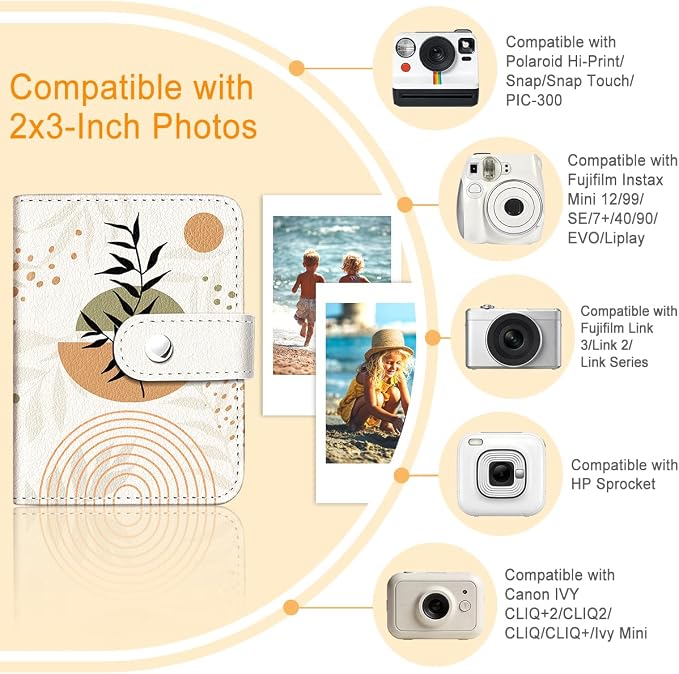 Boho Bohemia Small Photos Album for 2x3 Inch Films, 56 Pockets | Mini Cute Picture Book, Wallet Size, for Polaroid Fujifilm Instax Mini Instant Camera Printer, Kpop Photocard Binder Holders - Image 3