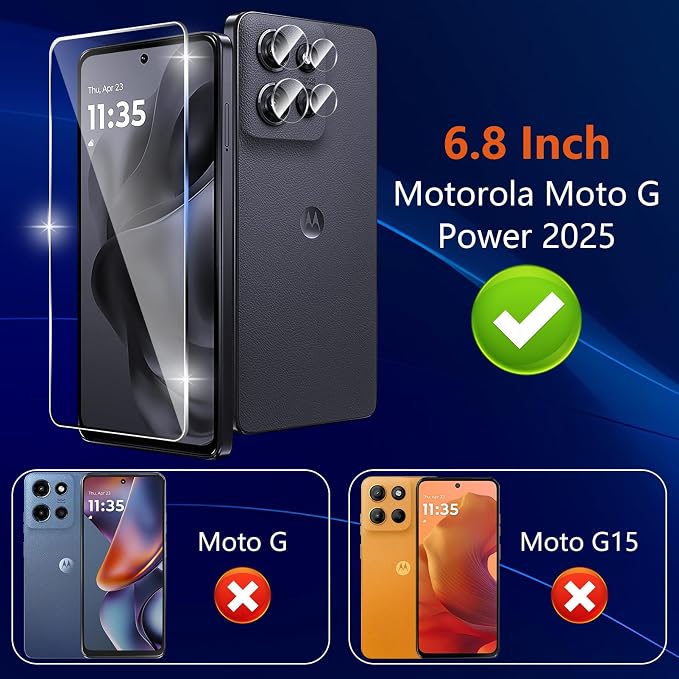 (3+2 Pack) Designed for Motorola Moto G Power 5G 2025 Tempered Glass Screen Protector + Camera Lens Protector,[3D Touch][Bubble-Free][Anti-Scratch] Screen Protector Glass For Motorola G Power 2025 - Image 2