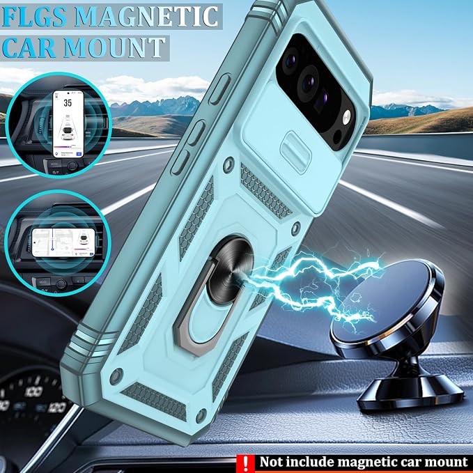 Gritup for Google Pixel 10 Pro XL Case with Screen Protector*2 | Magnetic Stand & Slide Camera Cover, Shock Proof Military-Grade Phone Case Green - Image 6