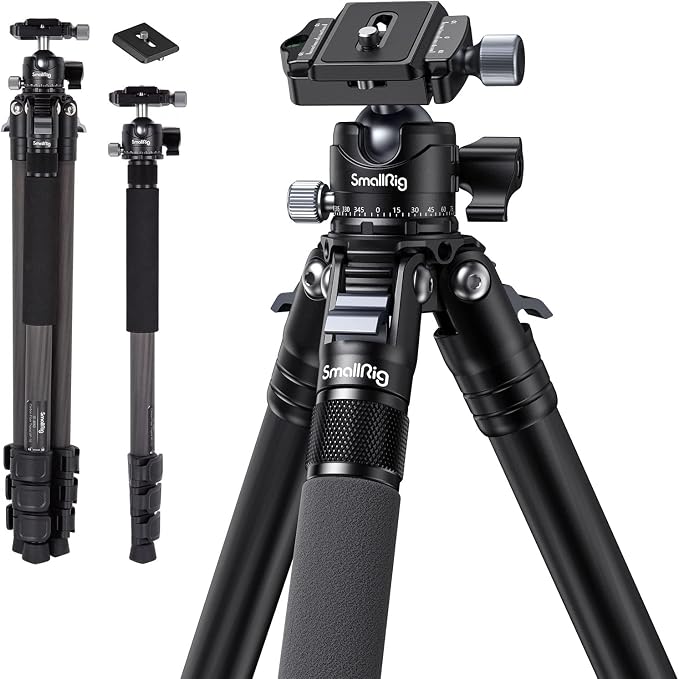 SmallRig AP-10 52.4" Carbon Fiber Camera Tripod Max. Payload 11lb | 360° Ball Head, Detachable Monopod, Lightweight & Compact, Quick Release Plate For Arca by SmallRig