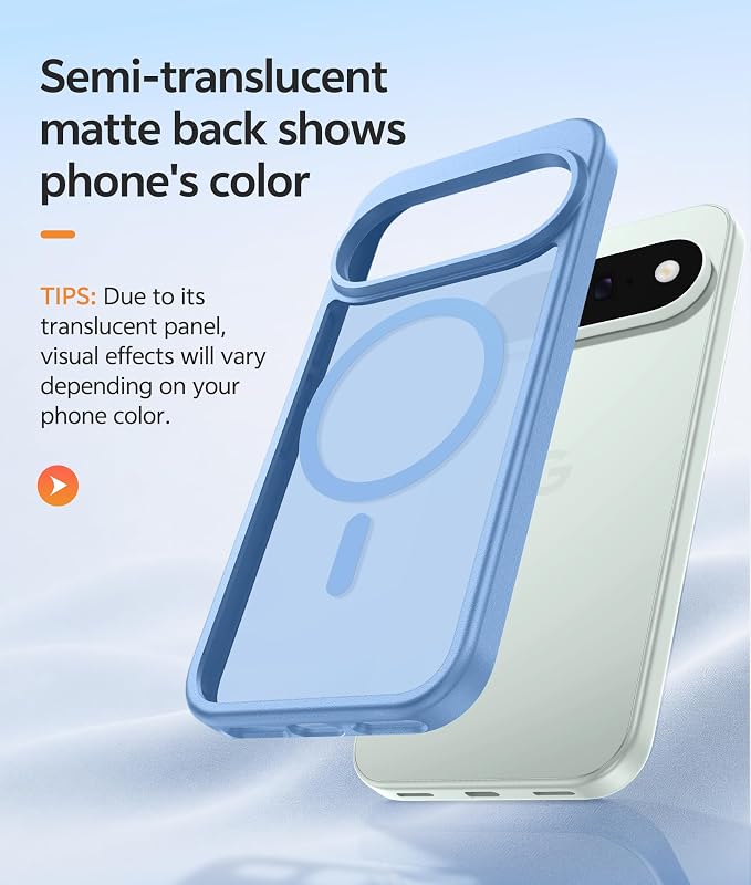 FNTCASE for Google Pixel 11 Pro XL Case, Fit for Magsafe, Screen Protector | Translucent Matte Magnetic Back, 14FT Military Grade Drop Protection, Shockproof Protective Phone Cover, Light Blue - Image 5