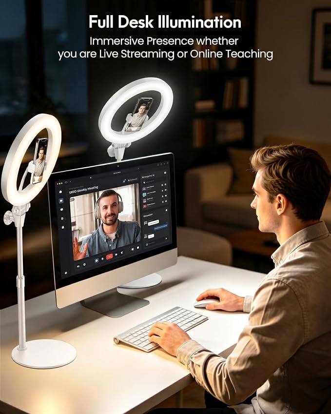 Desk Ring Light with Stand for Computer, Zoom Lighting for Computer | 30 Light Modes for Video Conference, Video Calls, Home Office, Desk Lighting for Video Recording, Podcast, Webcam, Stream - Image 8
