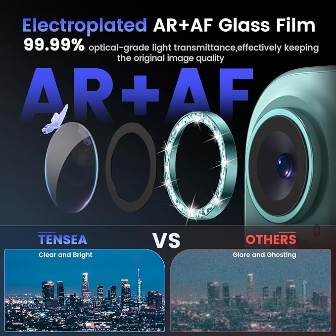 Tensea for iPhone 16/16 Plus Camera Lens Protector Bling, Camera Cover | 9H Tempered Glass Camera Screen Protector, Metal Individual Ring for iPhone16 6.1inch/ 16Plus 6.7inch, HD Clear, Easy Install - Image 3