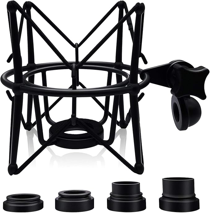 Microphone Shock Mount Mic Holder - Anti Vibration Spider Shockmount Compatible with Many Condenser Mics Like AT2020 MXL 770 MXL 990 Samson G Track Pro Rode Procaster NT1-A Neumann U87 etc. by Boseen