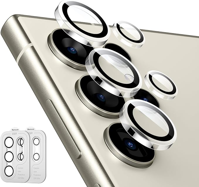 ESR for Samsung Galaxy S24 Ultra Camera Lens Protector, 2 Pack, Clear | Individual Camera Cover, 9H Tempered Glass, Original Camera Clarity, Scratch-Resistant, Case Friendly by Unknown