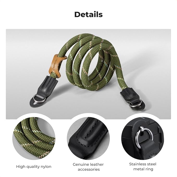 K&F CONCEPT Camera Neck Strap,100cm Camera Shoulder Strap | Nylon Rope, with O-ring for DSLR Camera, for Street Photography, BJ01 - Image 5