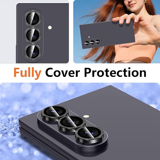 for Samsung Galaxy Z Fold 8 Ultra Camera Lens Protector, Individual Metal Ring Tempered Glass Lens Cover, [Strong Adsorption] Scratch Resistant Ultra-Thin HD Clear Lens Cover, 1 Set-Black - Image 8