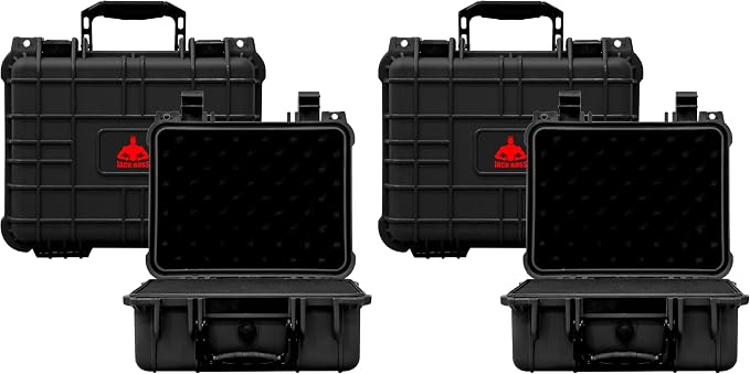 Jack Boss 13.6X11.4X6 Inch Hard Case, Portable Weather Waterproof Protective Camera Case with Customizable Foam, Foam Case Fit Use of Drones, Camera, Equipments, Black,upgraded (Pack of 2) by JACKBOSS