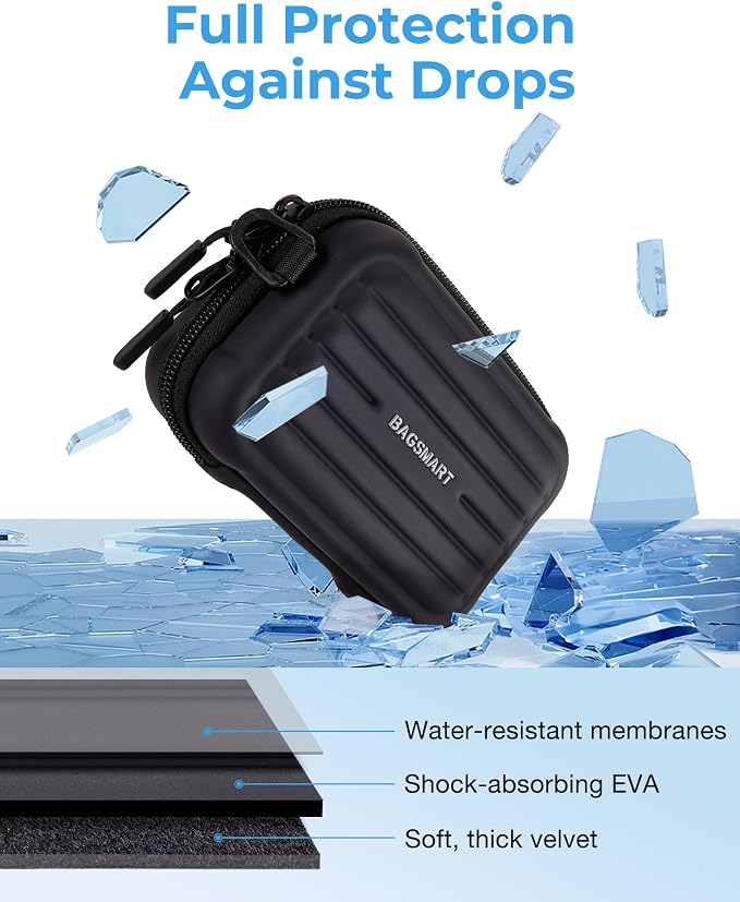 BAGSMART Digital Camera Case, Small Camera Bag with 2 Carrying Ways, Black | Lightweight Camera Sling Bag for Canon Powershnot ELPH 180/190/Sony DSCW800/DSCW830, Waterproof & Protective - Image 3
