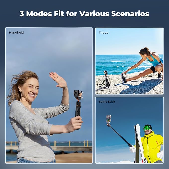 K&F CONCEPT 25.6"/65cm Magnetic Quick Release Tripod for DJI Osmo Action 6 | 2-in-1 Extendable Handle Mini Travel Tripod for Osmo Nano, 360 Ball Head Selfie Stick, Vlogging Stand/Accessories, MS64 - Image 7