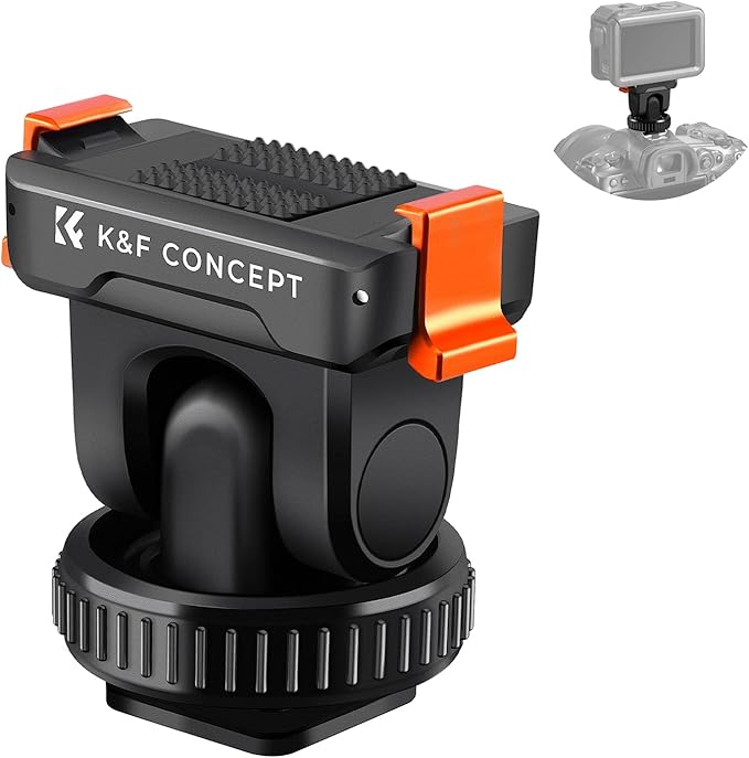 K&F CONCEPT Plastic Cold Shoe Mount for DJI Osmo Action 6/Osmo Nano | Magnetic Quick Release Holder, 160° Tilt Action Camera Connector for Tripod Selfie Stick Monopod and DSLR Camera Flash, PP10 by KFCONCEPT