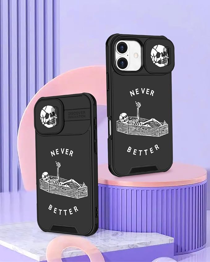 for iPhone 17 Case - Women Men Phone Cover Cool Pretty Fancy Unique Aesthetic Design Slide Camera Cover Protective Case for Apple for iPhone 17, Lying Skull - Image 4
