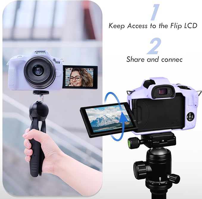 Rieibi EOSR50 EOS R50 Case, Soft Silicone Protective Case for Canon EOS R50 EOSR50 Vlogging Camera, Lightweight EOS R50 Camera Case Grip Cover Body Skin - Purple - Image 5