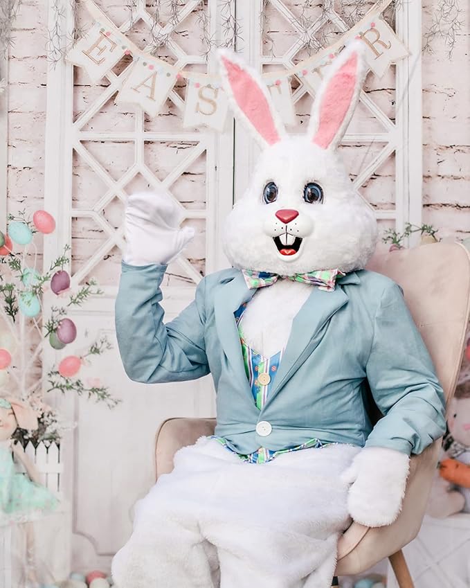 Kate 8x8ft Happy Easter Day Photography Backdrops Colorful Eggs | Cute Rabbit Toy Photographic Background Retro Wall White Door Baby Shower Newborn Shooting Backdrop - Image 3