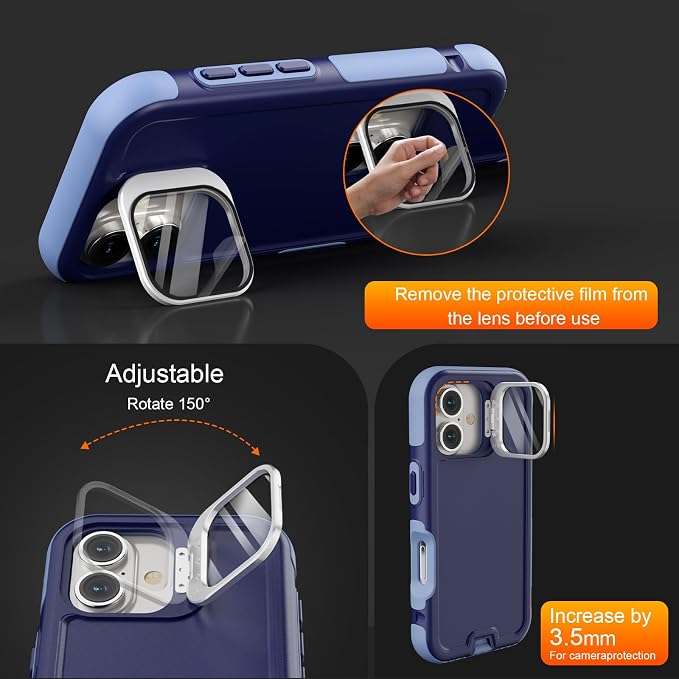 Follaroma Magnetic for iPhone 17 Case with Camera Cover Stand, Blue-Purple | Built-in Glass Camera Cover Stand,Compatible with MagSafe,Heavy Duty Shockproof Protective,Military-Grade Anti-DropDual Case - Image 2