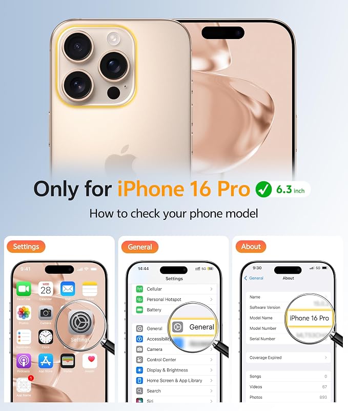 FNTCASE for iPhone 16 Pro Case, Fit for Magsafe, with Screen Protector | Full Camera Protection, Translucent Matte, 14FT Military Grade Drop Proof, Shockproof Protective Phone Cover, Desert Gold - Image 2