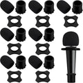 Flutesan 8 Set Microphone Cover Foam Mic Cover Microphone Windscreen Shakeproof Wireless Handheld Mic Protection Silicone Ring Anti Rolling Bottom Rod Sleeve Holder Foam Filter(Black) by Flutesan
