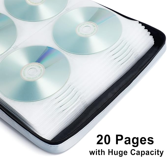 CD Case DVD Holder Storage: 160 Capacity DVD Cases Organizer Portable Wallet Storage - CD Plastic Protective Carrying Binder for Home Travel (Grey) - Image 4