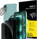 NEW'C 3x Privacy for iPhone 16 Plus Screen Protector (6.7 inches)+ 3x Camera Lens Protector, Sensor Protection, Case Friendly Tempered Glass Film + Dust Plug - Easy installation tool included by NEWC