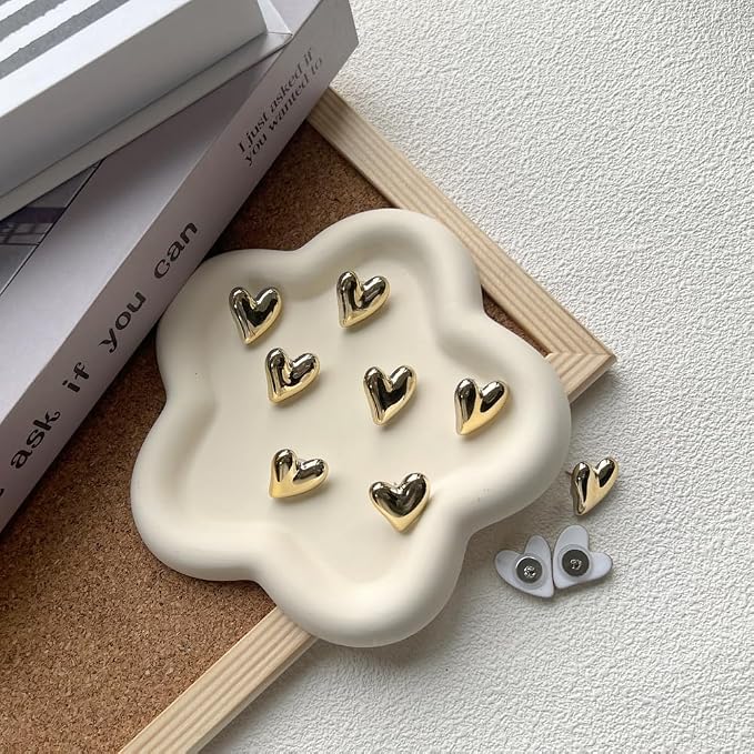 50 pcs of Cute Soft Wooden Board thumbtack with Golden Hearts can be Used for Photo Walls, memos, whiteboards, and Decorative thumbtack (Golden) - Image 2