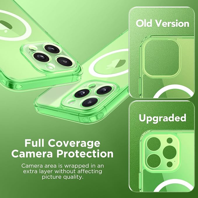 CAPRARO for iPhone 15 Pro Max Case, Compatible with MagSafe | Upgraded [Full Camera Protection] Shockproof Protective Slim Translucent Matte Magnetic Phone Case 6.7'', Clear Green - Image 6