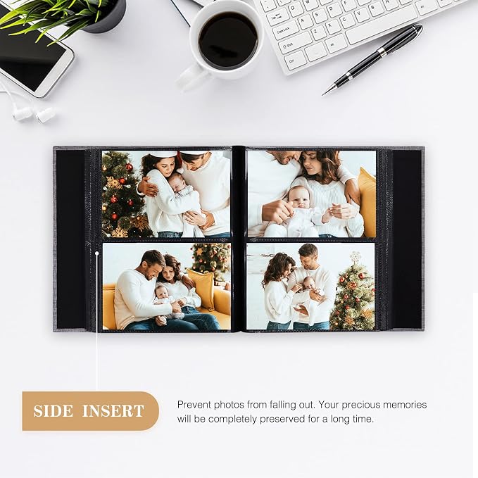 potricher Photo Album 4x6 Pictures, 200 Pockets, Linen Cover, Blue | Linen Cover, Front Window, Large Capacity 4x6 Picture Albums, Photo Book for Family, Wedding, Anniversary, Baby, Keepsake - Image 3