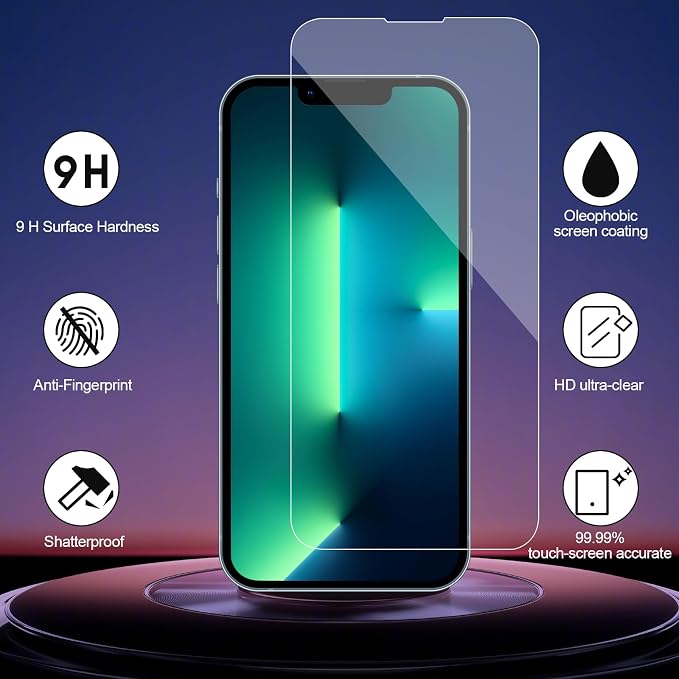 3+3 Pack Glass Screen Protector for iPhone 13 Pro Max, 6.7 Inch | Camera Lens Protector, HD Clear Tempered Glass Film, Anti-Scratch, Bubble Free, Case-friendly - Image 2
