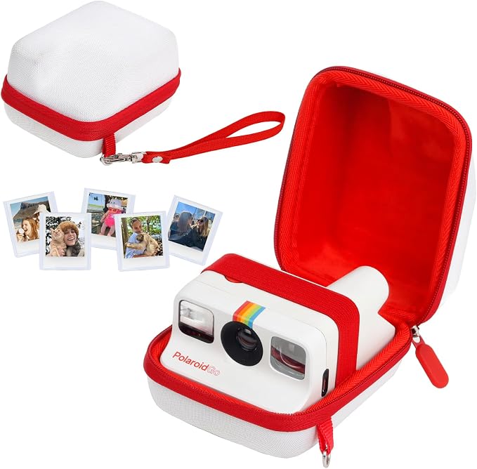 Camera Case for Polaroid Go/Go Gen2/3 Instant Print Camera, White | Hard Case for Polaroid Go, Travel Storage Bag, with 5 Go Magnetic Picture Frames, Handle Strap, Robust Protection, No Camera by wogozan